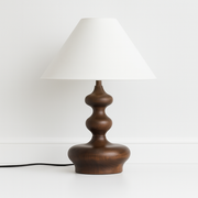 Luminária de Mesa Abajur Moderna Madeira Tecido Metal Herrera - ABAZZUR™