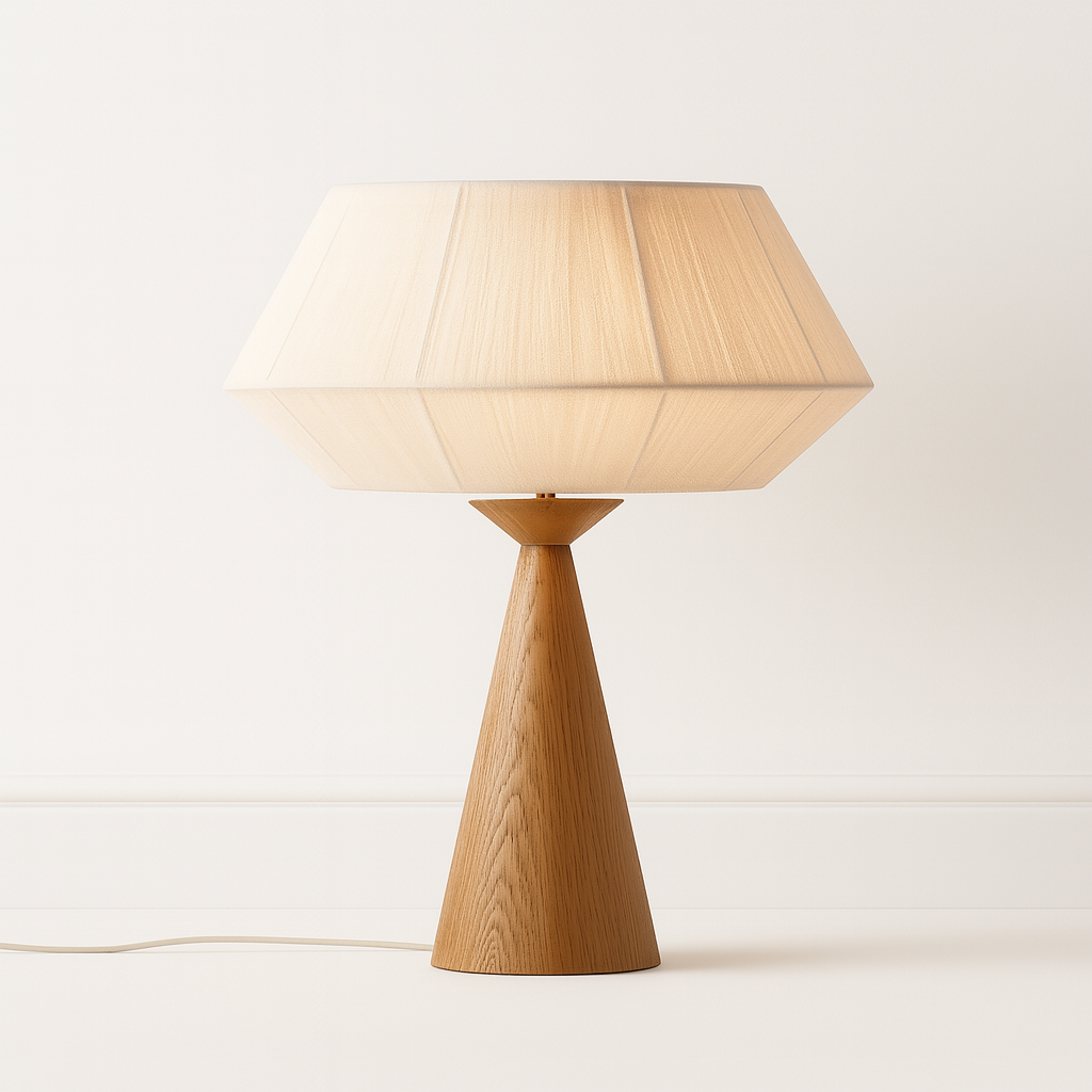 Luminária de Mesa Abajur Moderna Madeira Tecido Metal Silos - ABAZZUR™