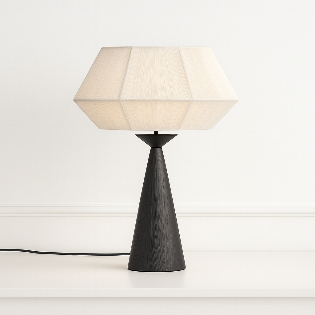 Luminária de Mesa Abajur Moderna Madeira Tecido Metal Silos - ABAZZUR™