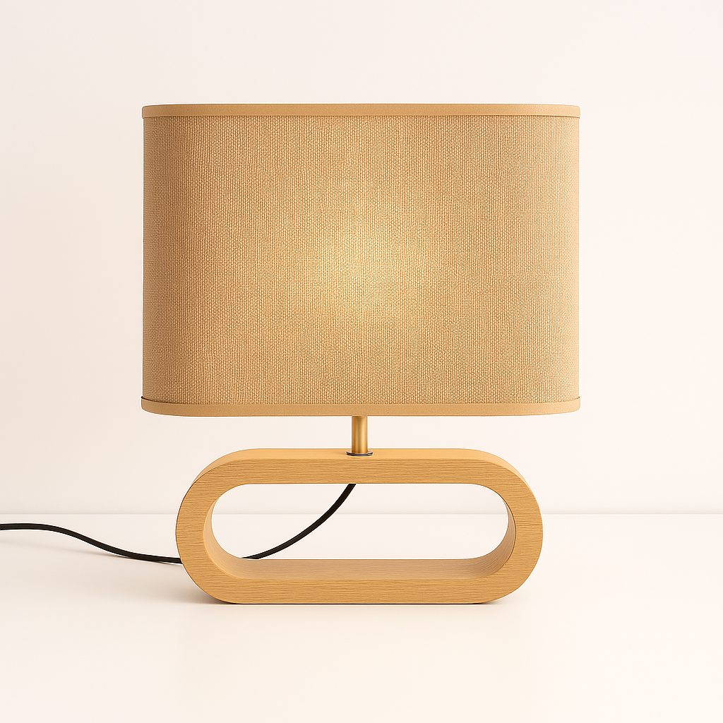 Luminária de Mesa Abajur Moderna Madeira Tecido Rustic Rocc - ABAZZUR™