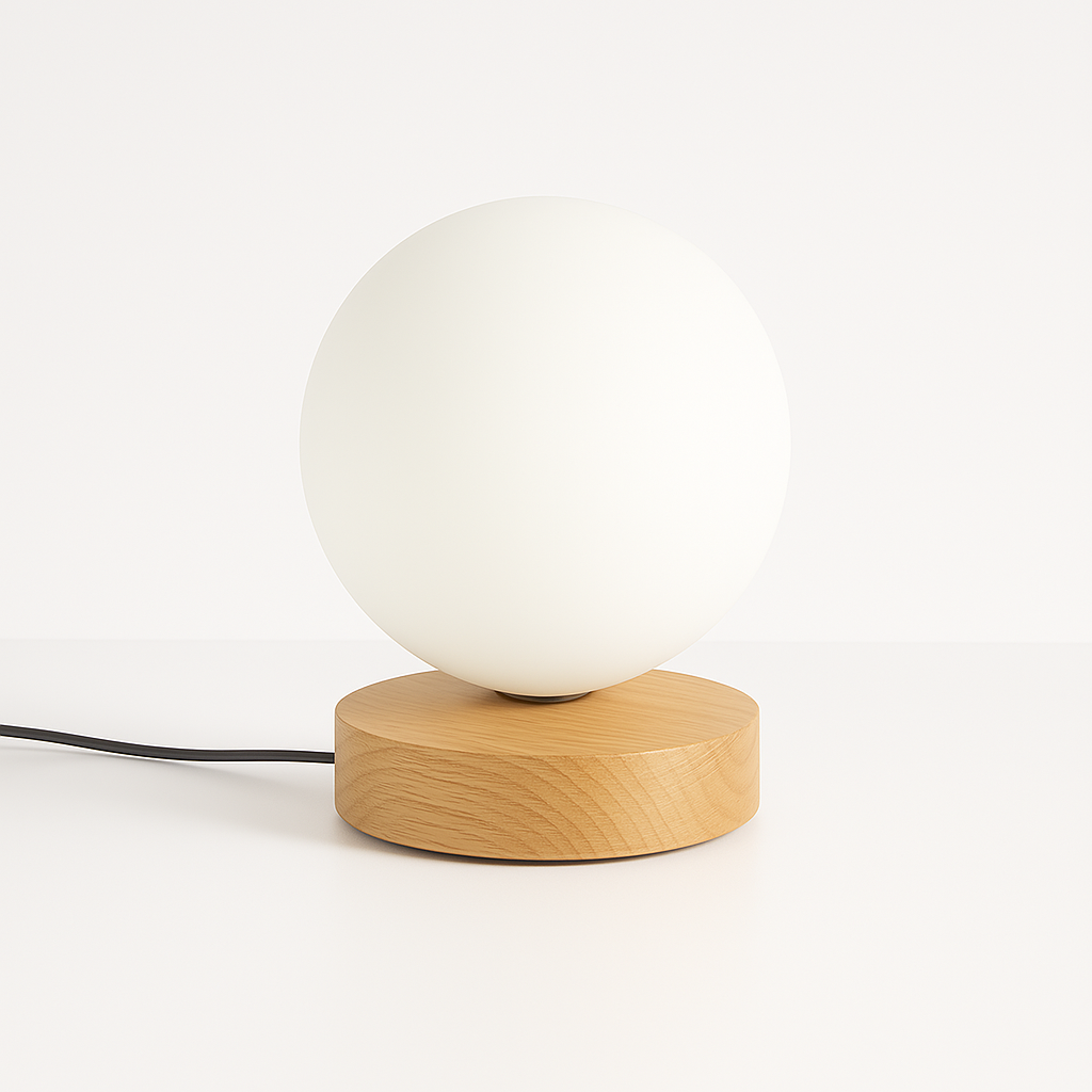 Luminária de Mesa Abajur Moderna Madeira Vidro Joka - ABAZZUR™