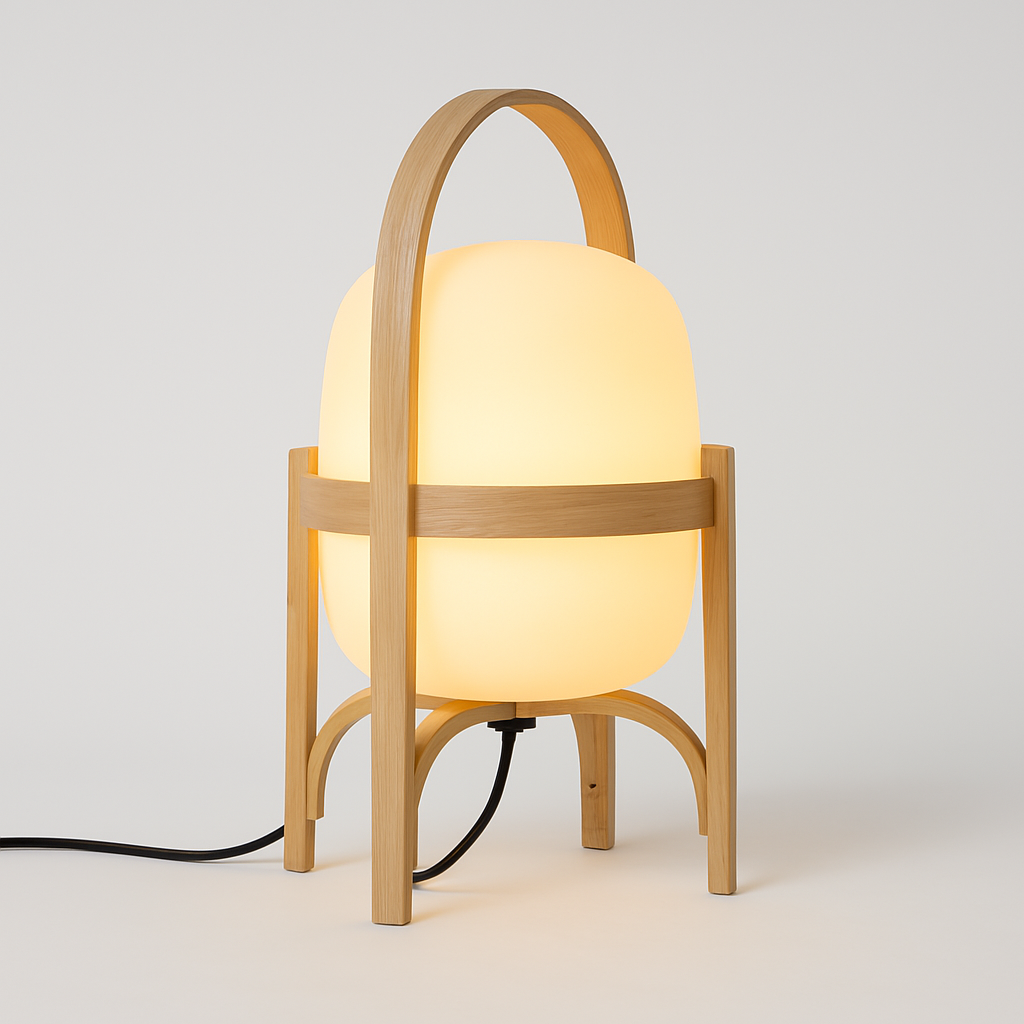 Luminária de Mesa Abajur Moderna Madeira Vidro Trinnia - ABAZZUR™