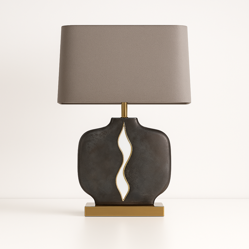 Luminária de Mesa Abajur Moderna Metal Cerâmica Tecido Obsidia - ABAZZUR™