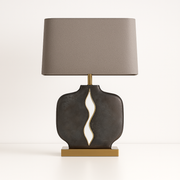 Luminária de Mesa Abajur Moderna Metal Cerâmica Tecido Obsidia - ABAZZUR™