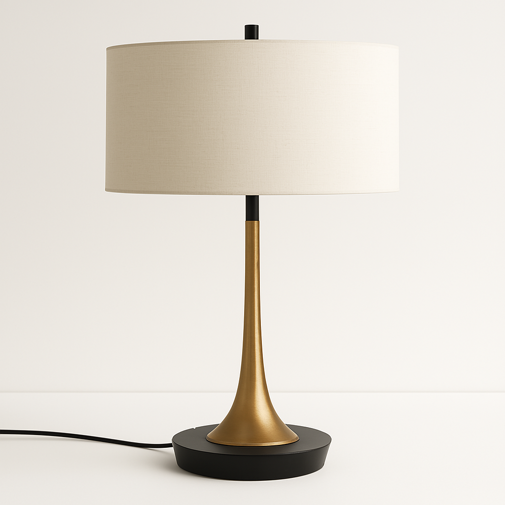 Luminária de Mesa Abajur Moderna Metal Tecido Serix - ABAZZUR™