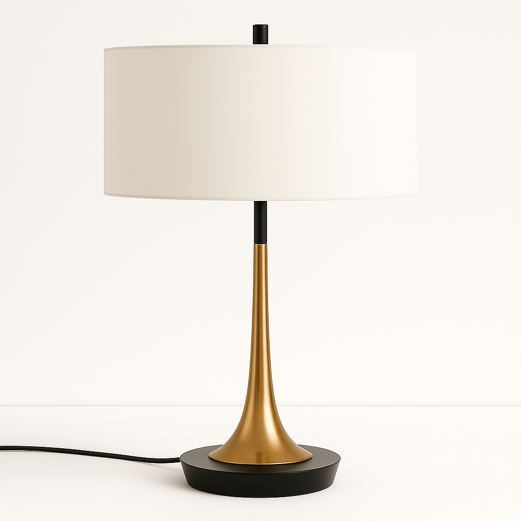 Luminária de Mesa Abajur Moderna Metal Tecido Serix - ABAZZUR™