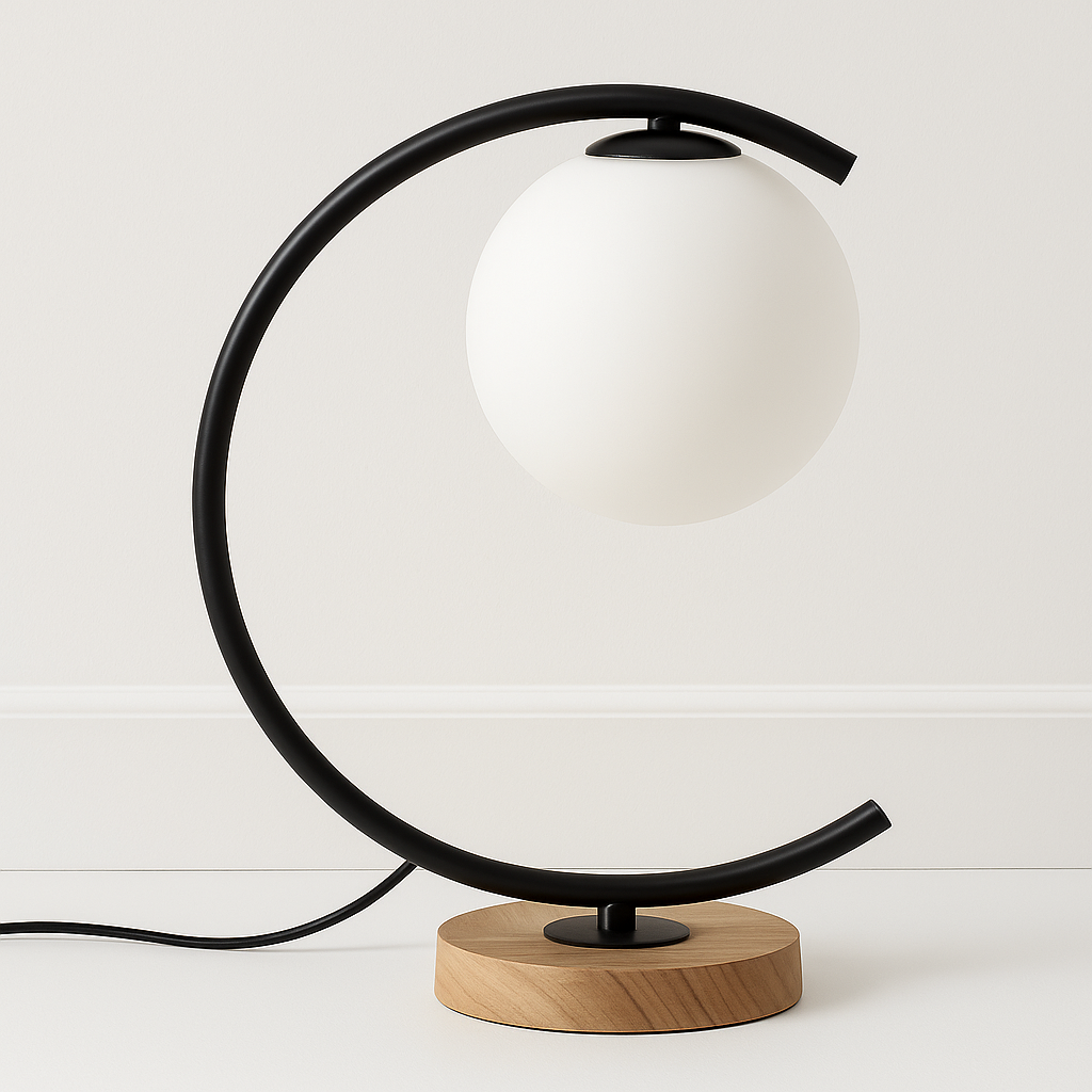 Luminária de Mesa Abajur Moderna Metal Vidro Lunar - ABAZZUR™