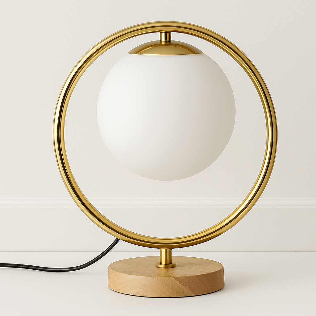 Luminária de Mesa Abajur Moderna Metal Vidro Lunar - ABAZZUR™