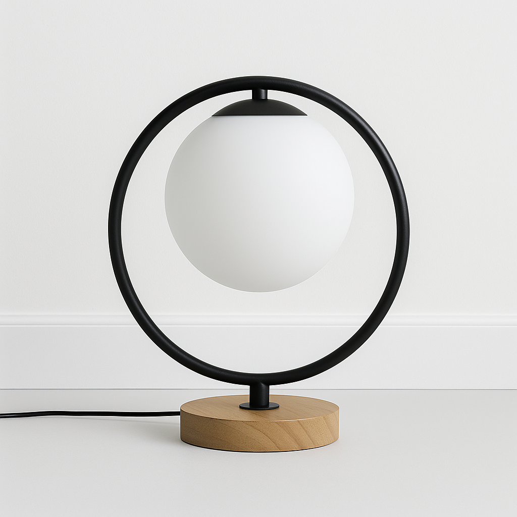 Luminária de Mesa Abajur Moderna Metal Vidro Lunar - ABAZZUR™