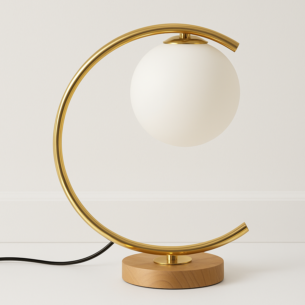 Luminária de Mesa Abajur Moderna Metal Vidro Lunar - ABAZZUR™