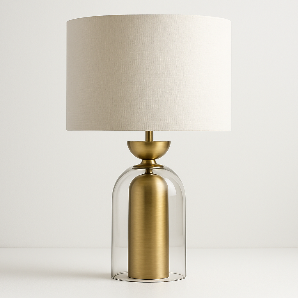 Luminária de Mesa Abajur Moderna Metal Vidro Tecido Covet - ABAZZUR™