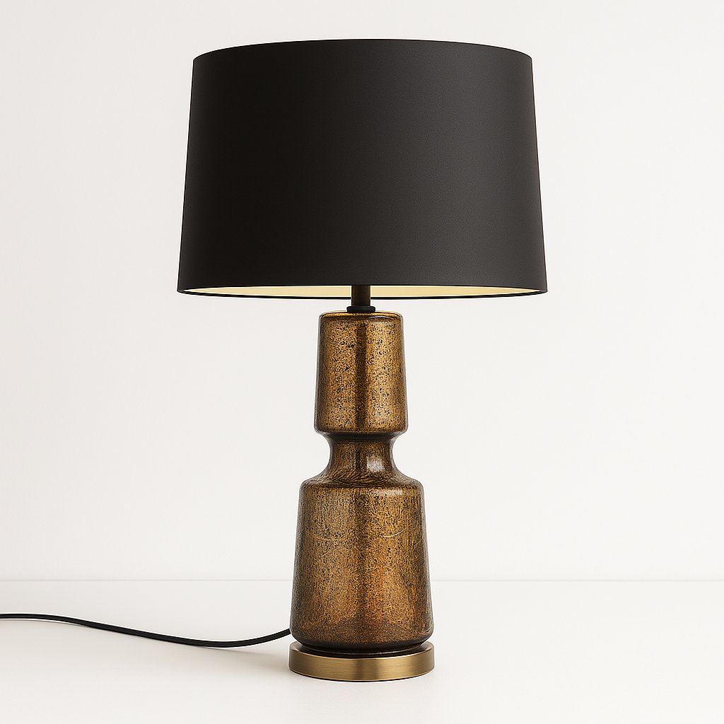 Luminária de Mesa Abajur Moderna Metal Vidro Tecido Twizzle - ABAZZUR™