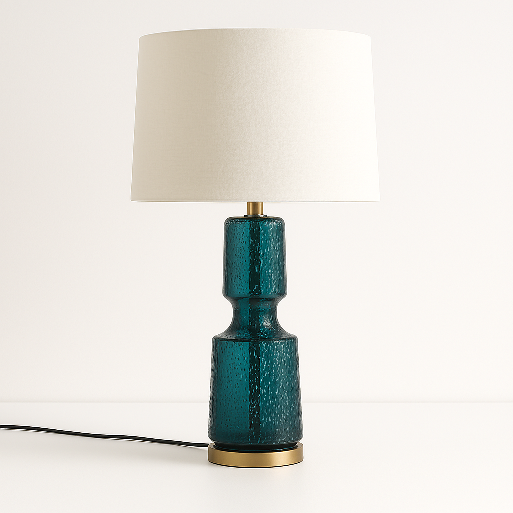 Luminária de Mesa Abajur Moderna Metal Vidro Tecido Twizzle - ABAZZUR™