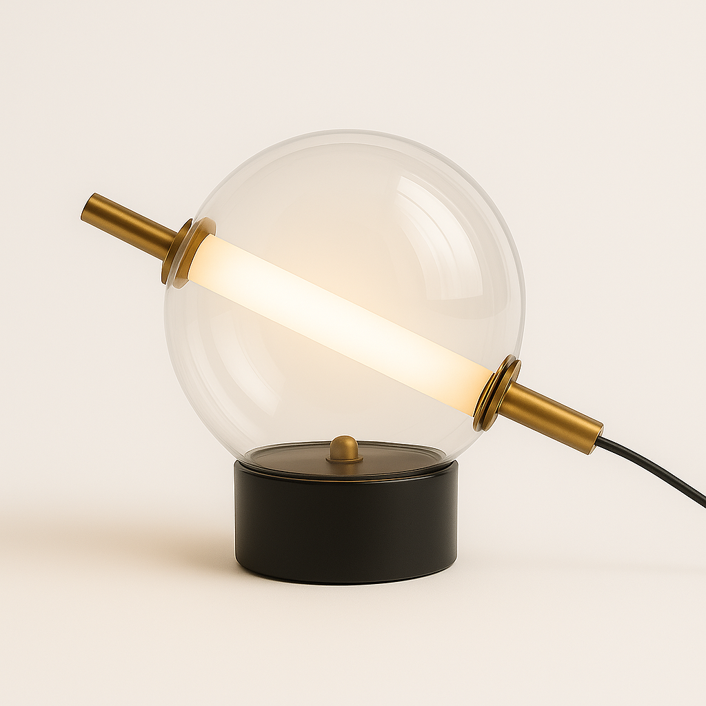 Luminária de Mesa Abajur Moderna Minimalista Globo de Vidro Metal Kaori - ABAZZUR™