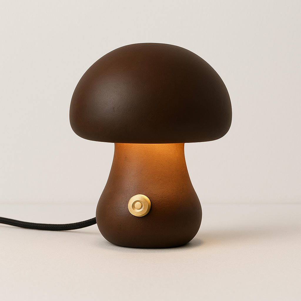 Luminária de Mesa Abajur Moderna Minimalista LED Madeira Mush - ABAZZUR™