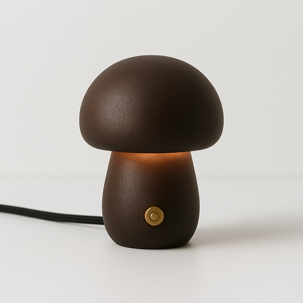 Luminária de Mesa Abajur Moderna Minimalista LED Madeira Mush - ABAZZUR™
