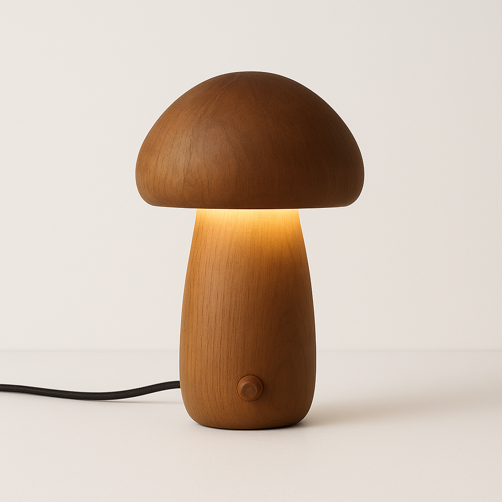 Luminária de Mesa Abajur Moderna Minimalista LED Madeira Mush - ABAZZUR™