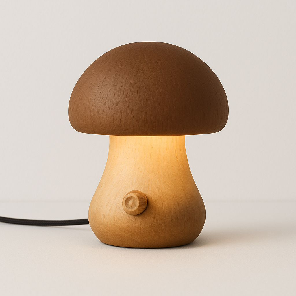 Luminária de Mesa Abajur Moderna Minimalista LED Madeira Mush - ABAZZUR™