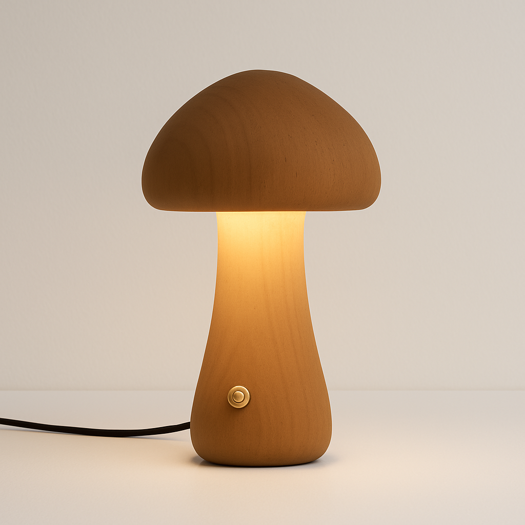 Luminária de Mesa Abajur Moderna Minimalista LED Madeira Mush - ABAZZUR™