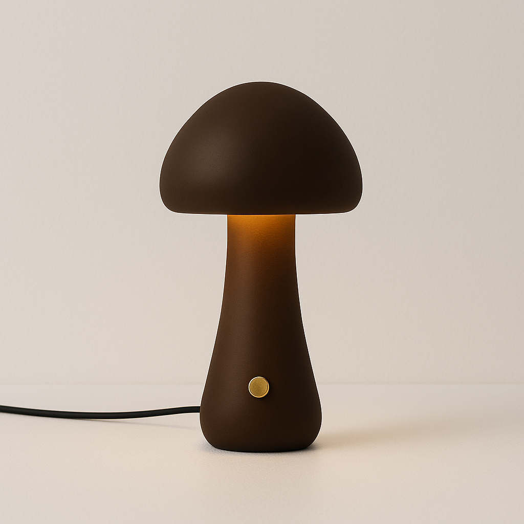 Luminária de Mesa Abajur Moderna Minimalista LED Madeira Mush - ABAZZUR™