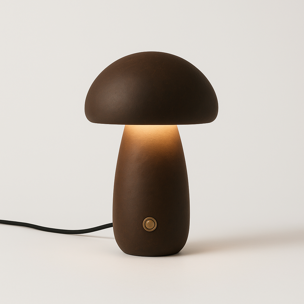 Luminária de Mesa Abajur Moderna Minimalista LED Madeira Mush - ABAZZUR™