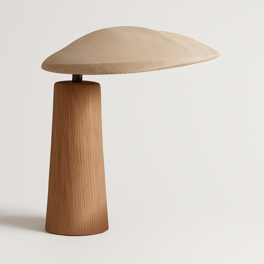 Luminária de Mesa Abajur Moderna Minimalista Leitura Madeira Tecido Cherri - ABAZZUR™