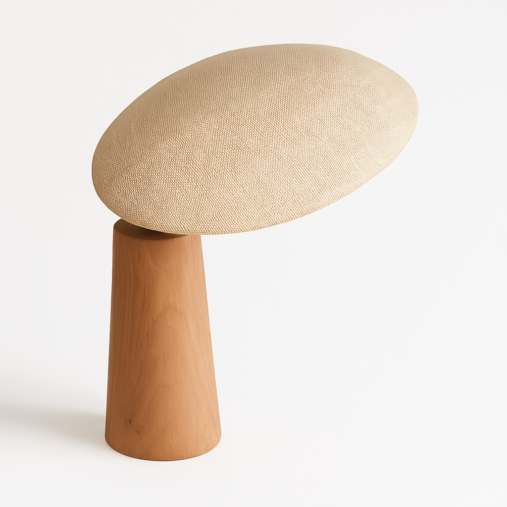Luminária de Mesa Abajur Moderna Minimalista Leitura Madeira Tecido Cherri - ABAZZUR™
