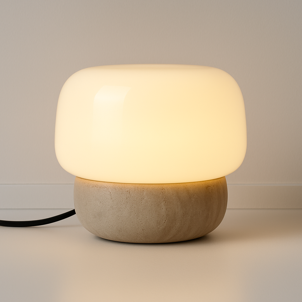 Luminária de Mesa Abajur Moderna Minimalista Mármore Travertino Truffe - ABAZZUR™