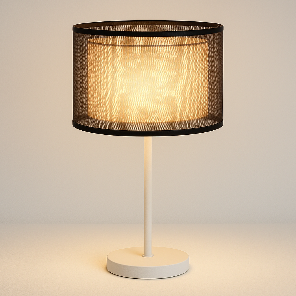 Luminária de Mesa Abajur Moderna Minimalista Tecido Metal Frilly - ABAZZUR™