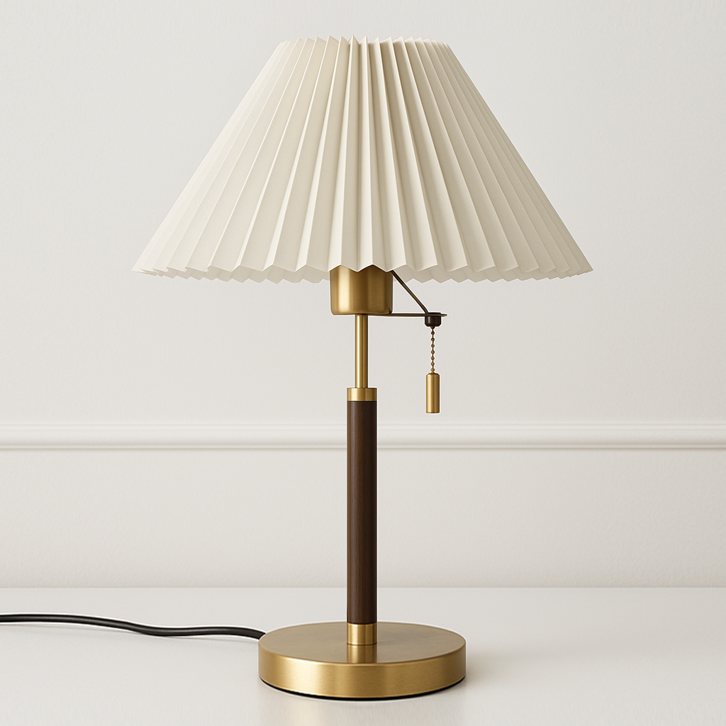 Luminária de Mesa Abajur Moderna Minimalista Tecido Metal Madeira Blaine - ABAZZUR™