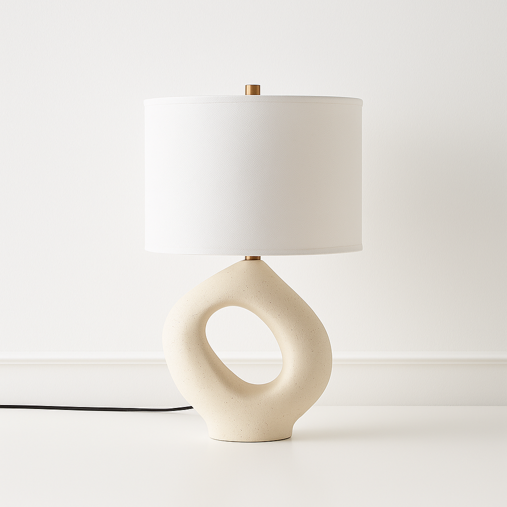 Luminária de Mesa Abajur Moderna Minimalista Tecido Resina Tiane - ABAZZUR™