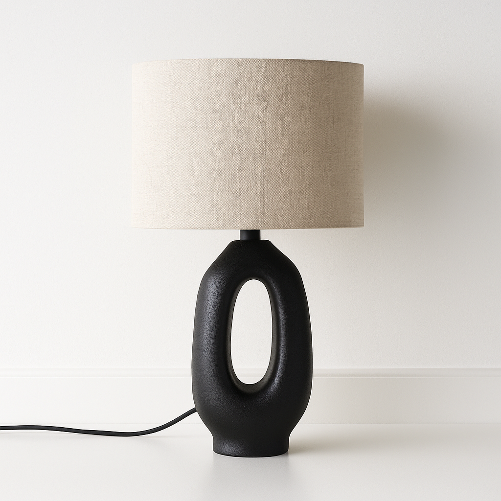 Luminária de Mesa Abajur Moderna Minimalista Tecido Resina Tiane - ABAZZUR™