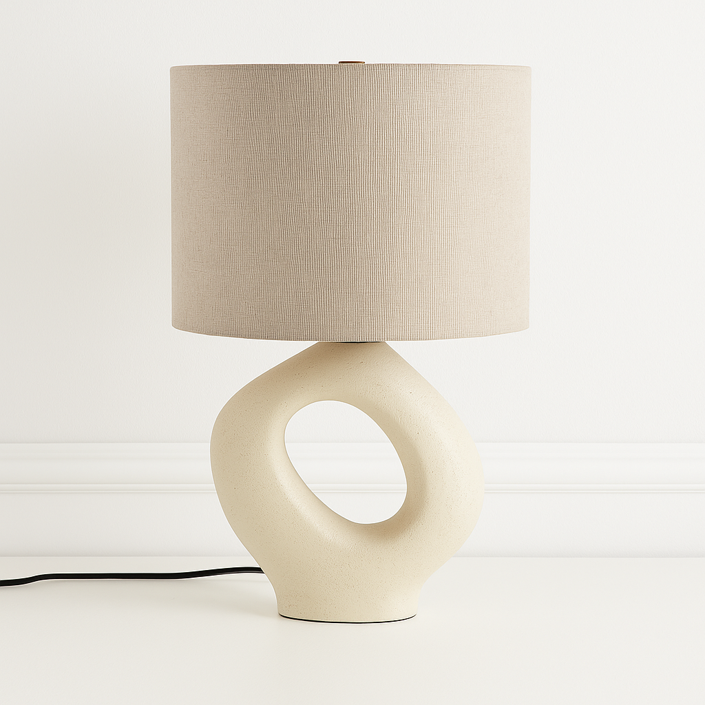 Luminária de Mesa Abajur Moderna Minimalista Tecido Resina Tiane - ABAZZUR™