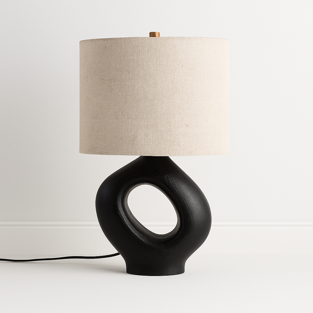 Luminária de Mesa Abajur Moderna Minimalista Tecido Resina Tiane - ABAZZUR™