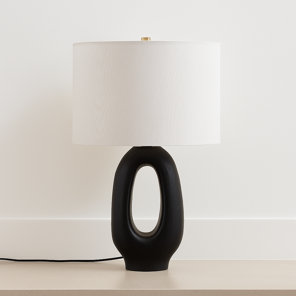 Luminária de Mesa Abajur Moderna Minimalista Tecido Resina Tiane - ABAZZUR™