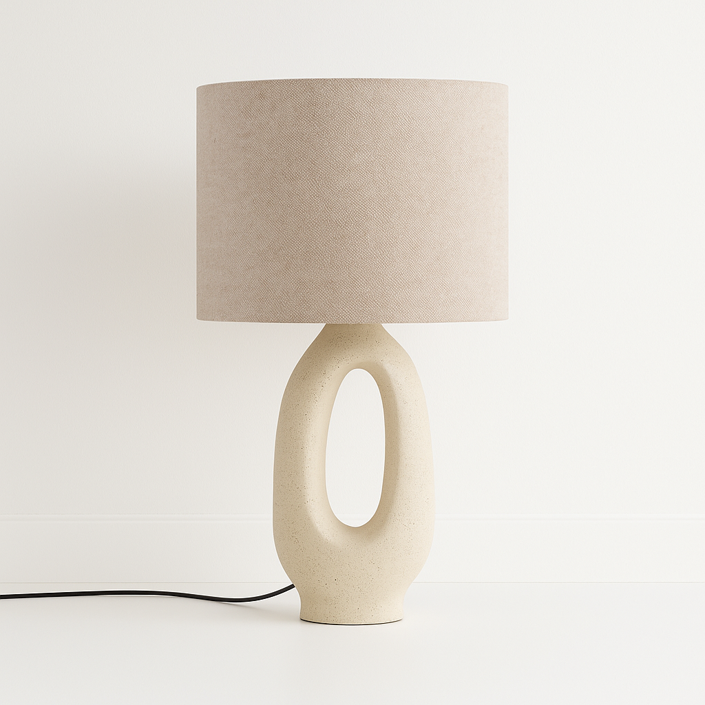 Luminária de Mesa Abajur Moderna Minimalista Tecido Resina Tiane - ABAZZUR™