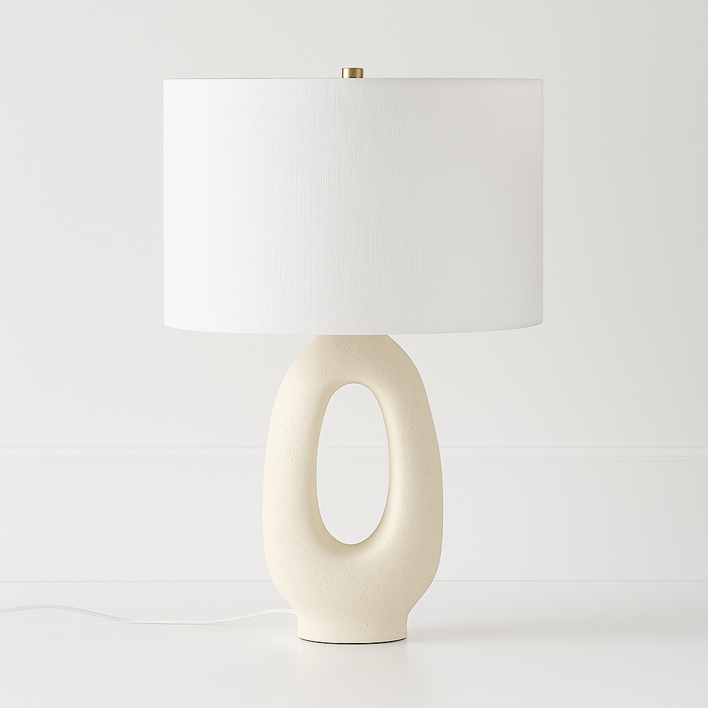 Luminária de Mesa Abajur Moderna Minimalista Tecido Resina Tiane - ABAZZUR™