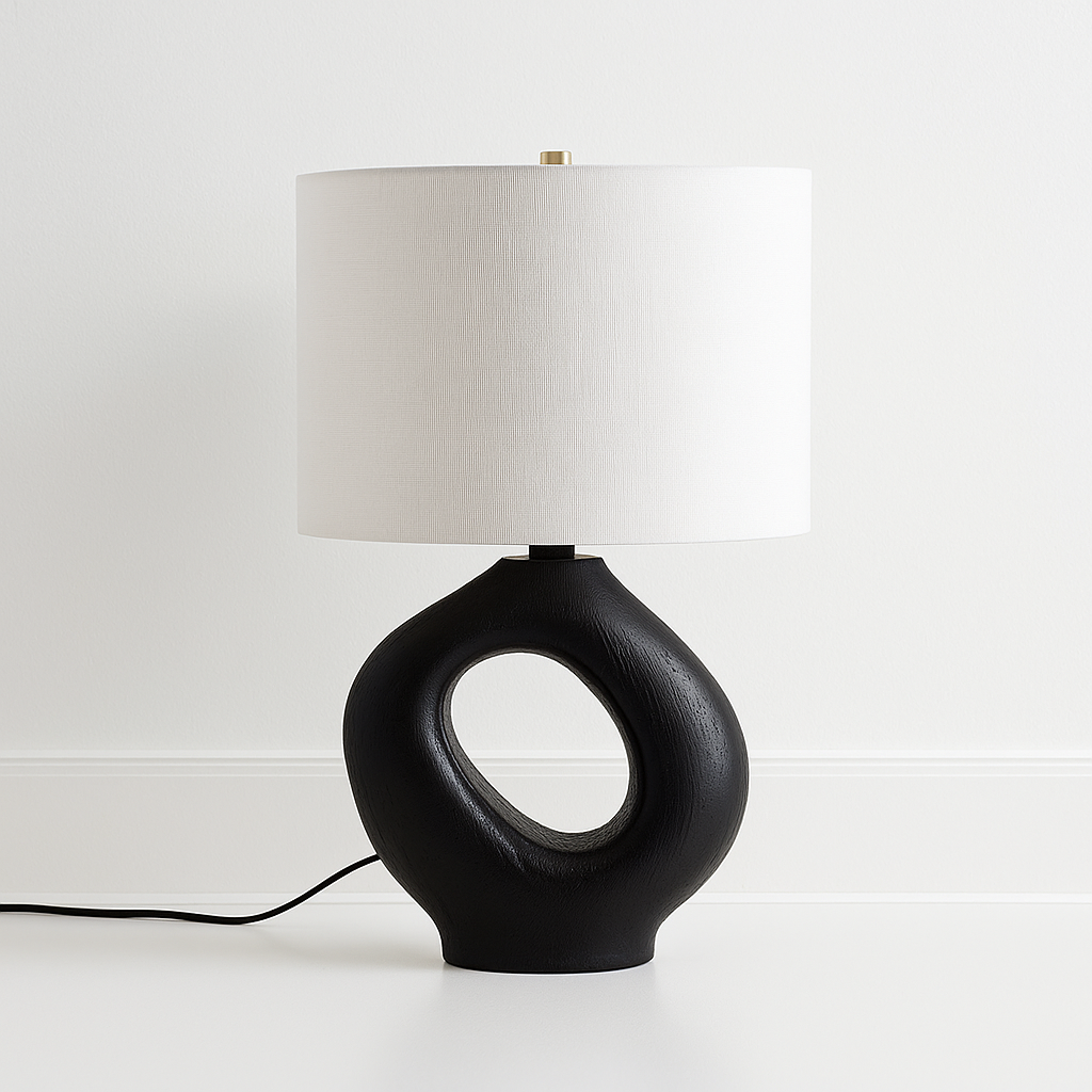 Luminária de Mesa Abajur Moderna Minimalista Tecido Resina Tiane - ABAZZUR™