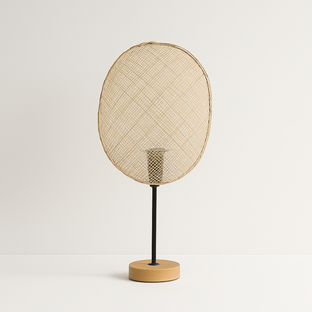 Luminária de Mesa Abajur Moderna Minimalista Vime Madeira Metal Millo - ABAZZUR™