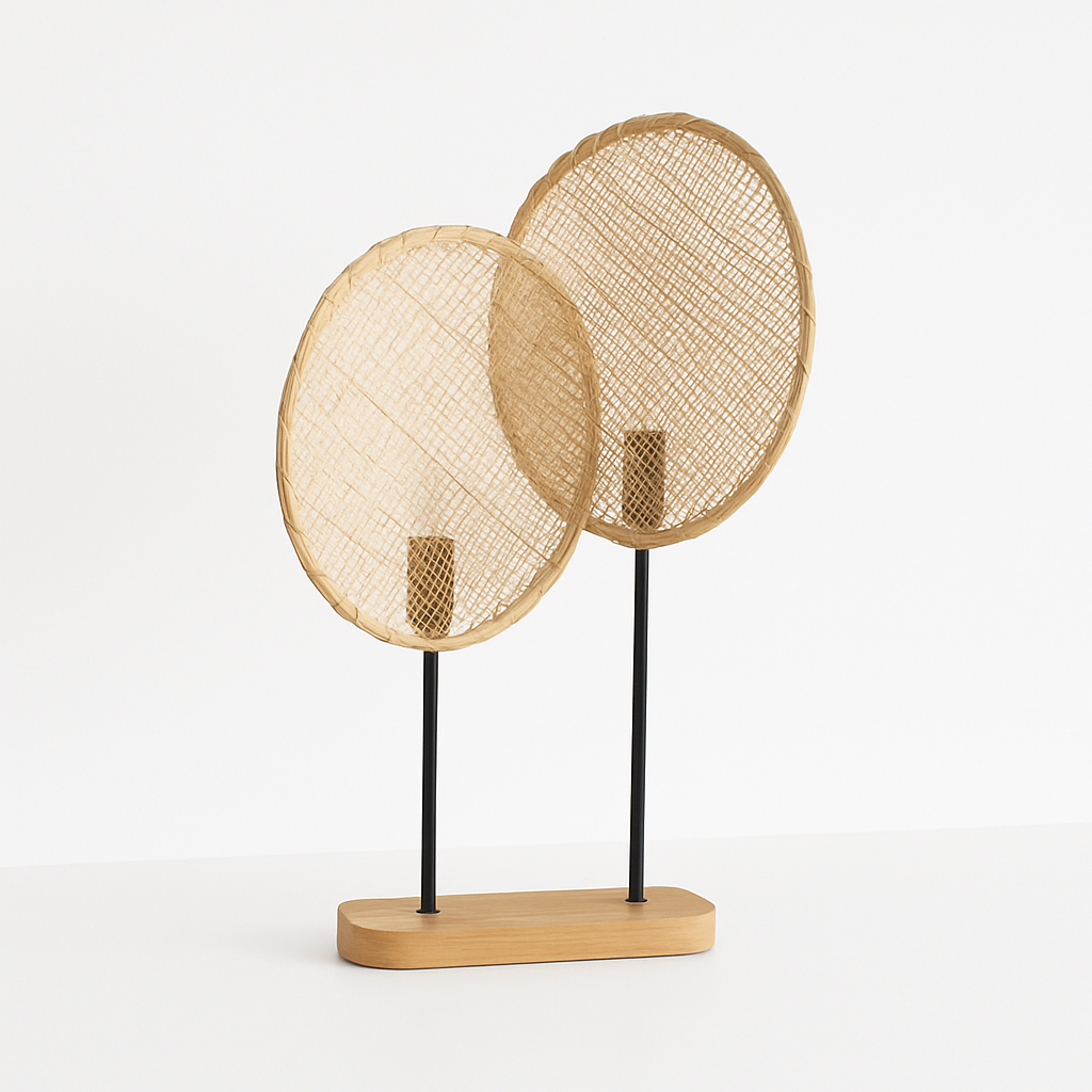 Luminária de Mesa Abajur Moderna Minimalista Vime Madeira Metal Millo - ABAZZUR™
