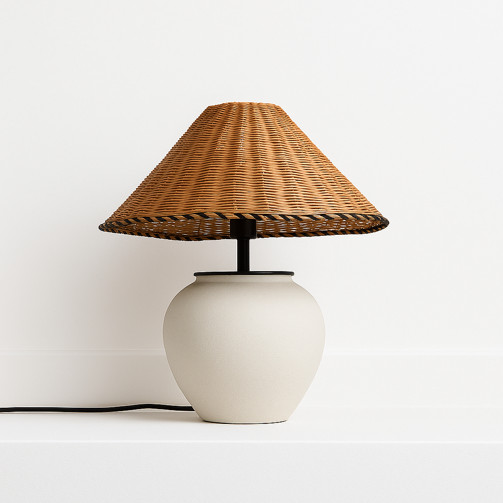 Luminária de Mesa Abajur Moderna Rústica Minimalista Metal Cerâmica Lume - ABAZZUR™