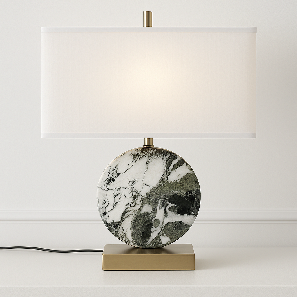 Luminária de Mesa Abajur Moderna Tecido Mármore Fiatto - ABAZZUR™