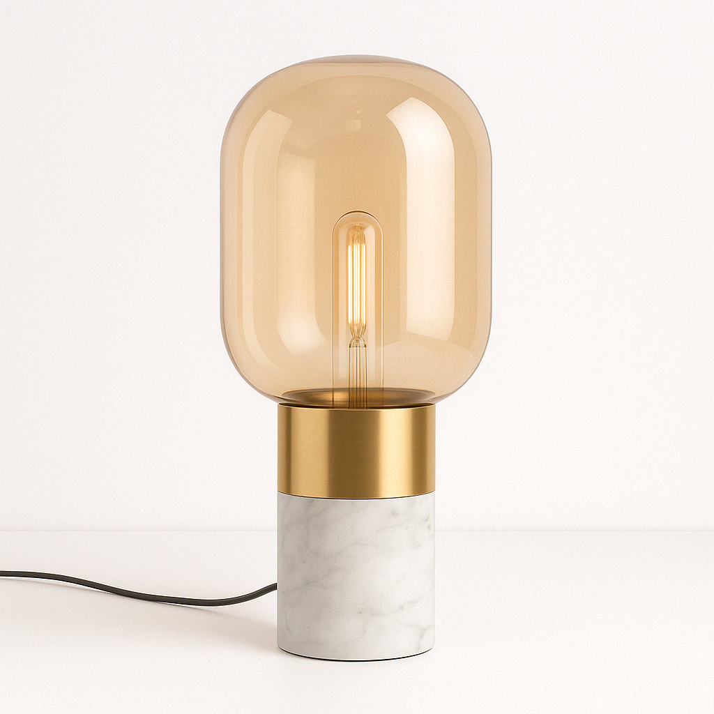 Luminária de Mesa Abajur Moderna Vidro Mármore Vonloh - ABAZZUR™