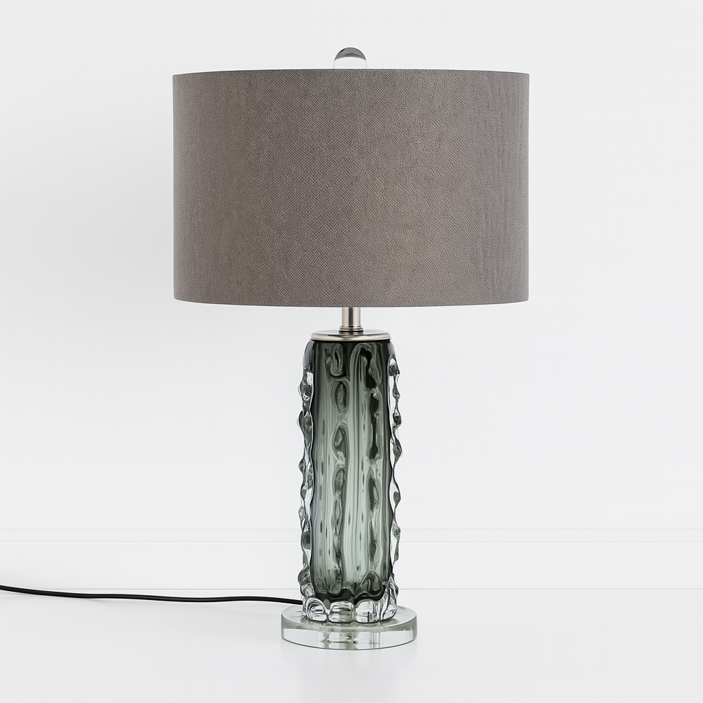 Luminária de Mesa Abajur Moderna Vidro Tecido Metal Eora - ABAZZUR™