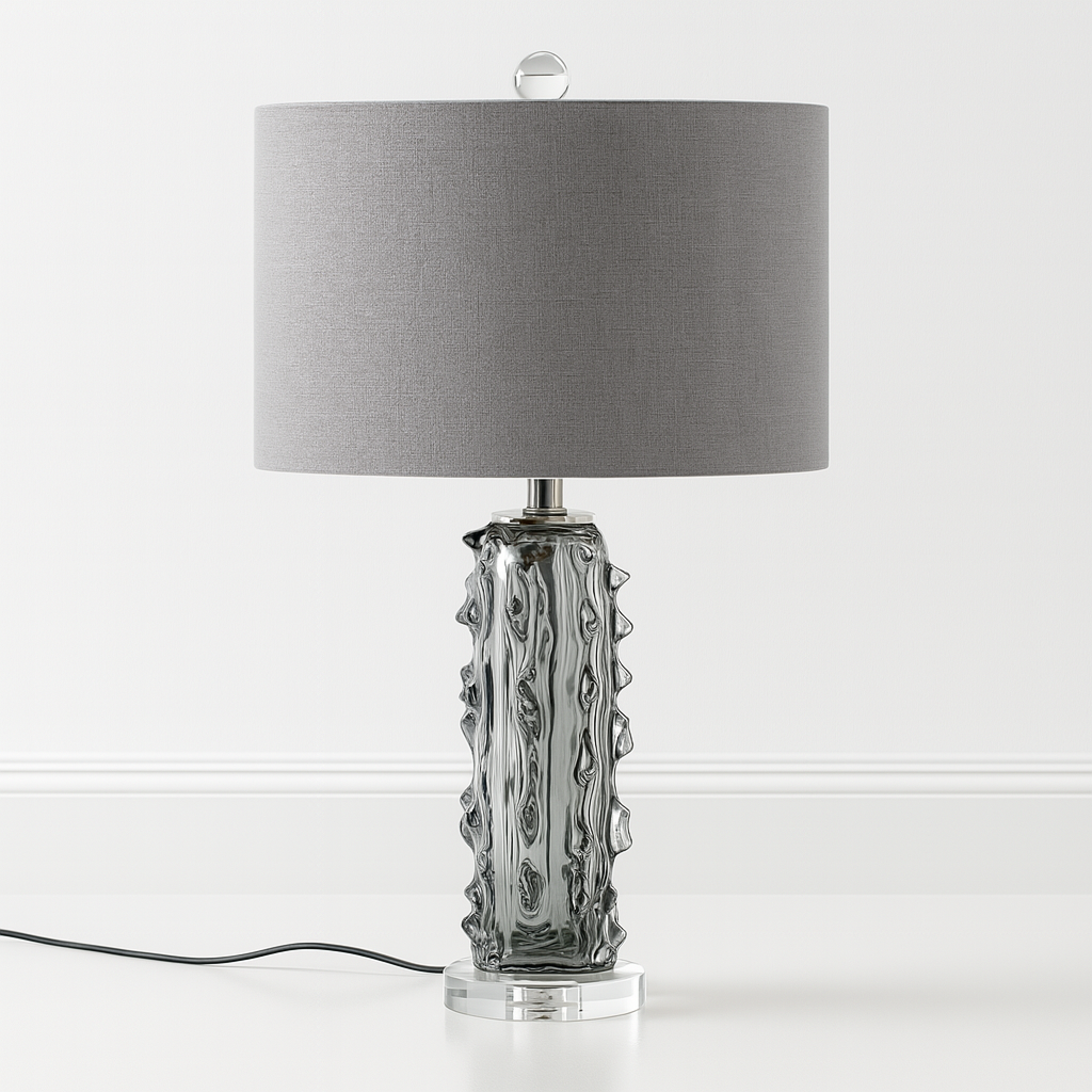 Luminária de Mesa Abajur Moderna Vidro Tecido Metal Eora - ABAZZUR™