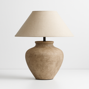 Luminária de Mesa Abajur Rústica Cerâmica Tecido Clay - ABAZZUR™