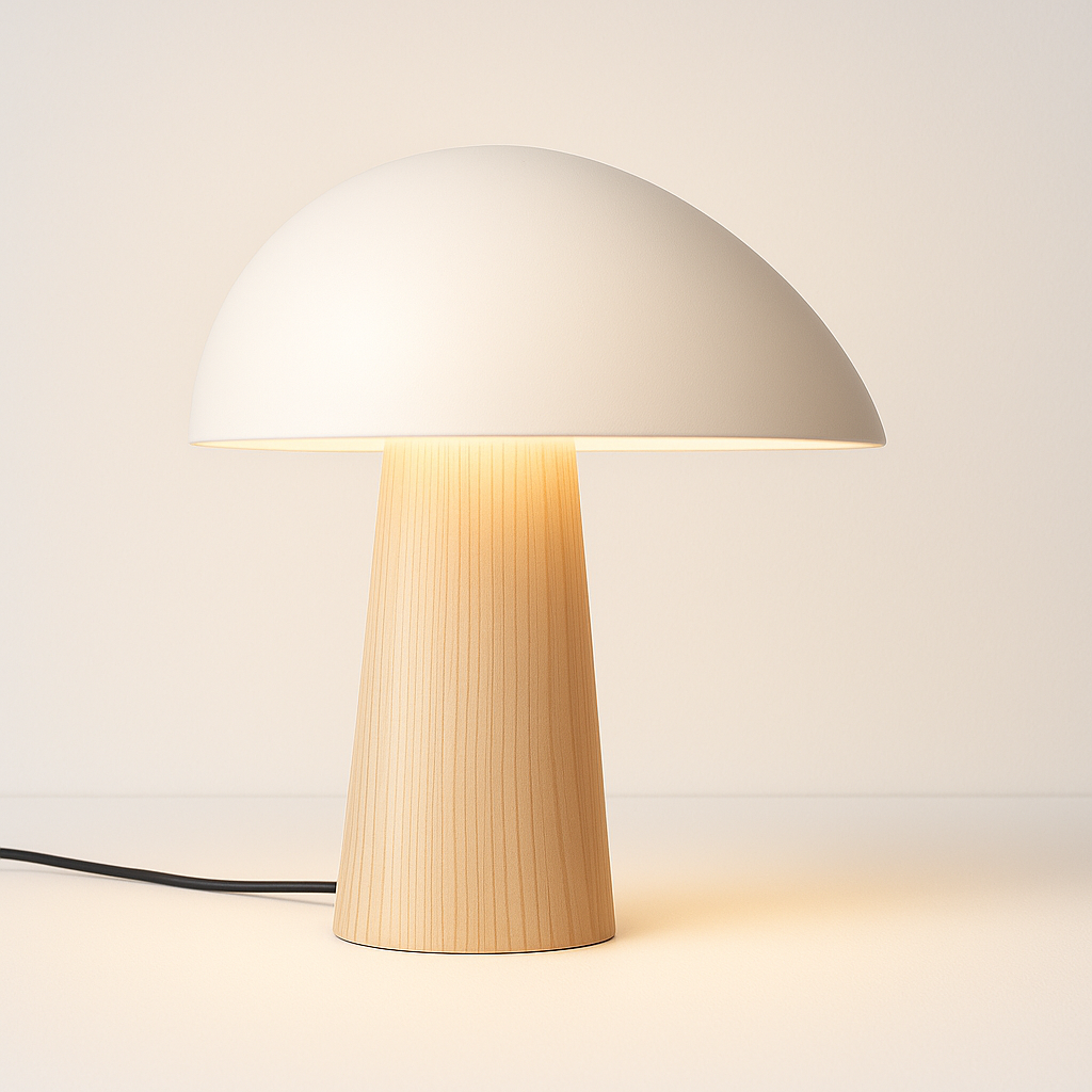 Luminária de Mesa Moderna Metal Madeira LED Barlow - ABAZZUR™