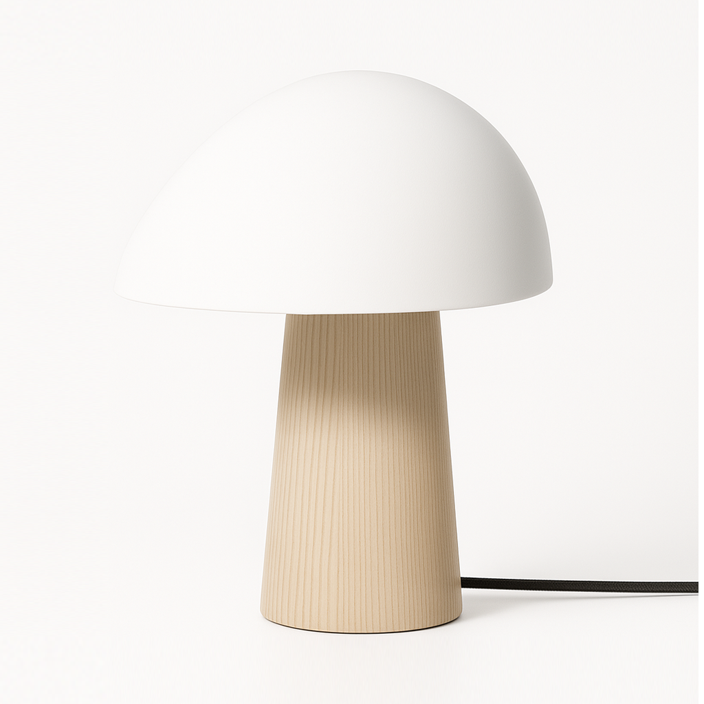 Luminária de Mesa Moderna Metal Madeira LED Barlow - ABAZZUR™