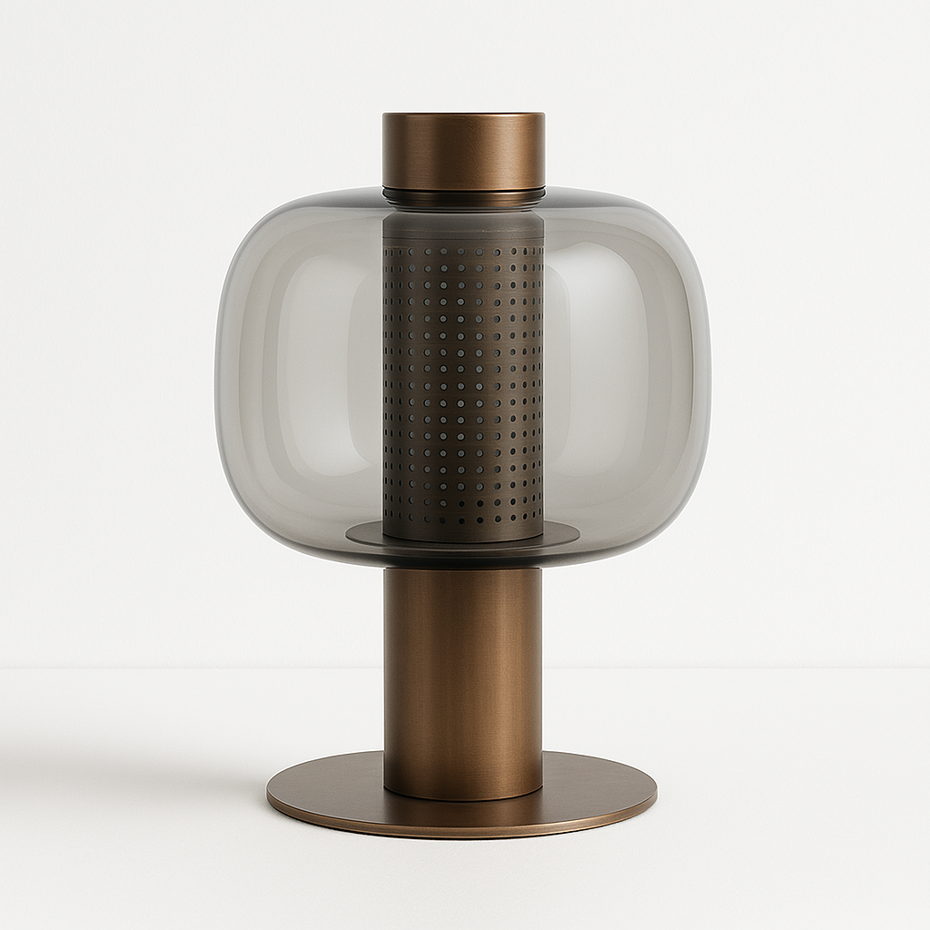 Luminária de Mesa Moderna Minimalista Metal Vidro LED Percy - ABAZZUR™
