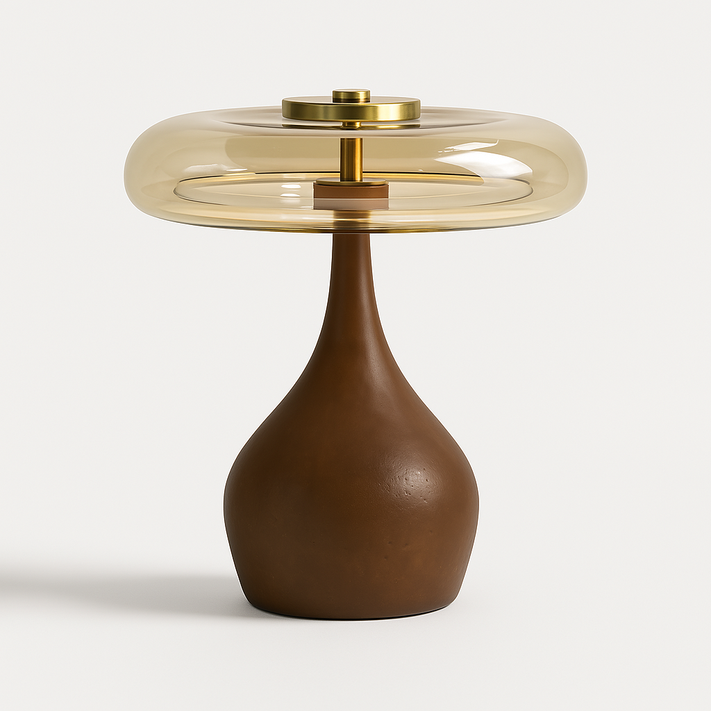 Luminária de Mesa Moderna Minimalista Metal Vidro Madeira Latias - ABAZZUR™